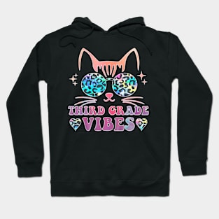 Back To School 3Rd Grade Vibes Leopard Tie Dye Cat Girl Eyes Hoodie